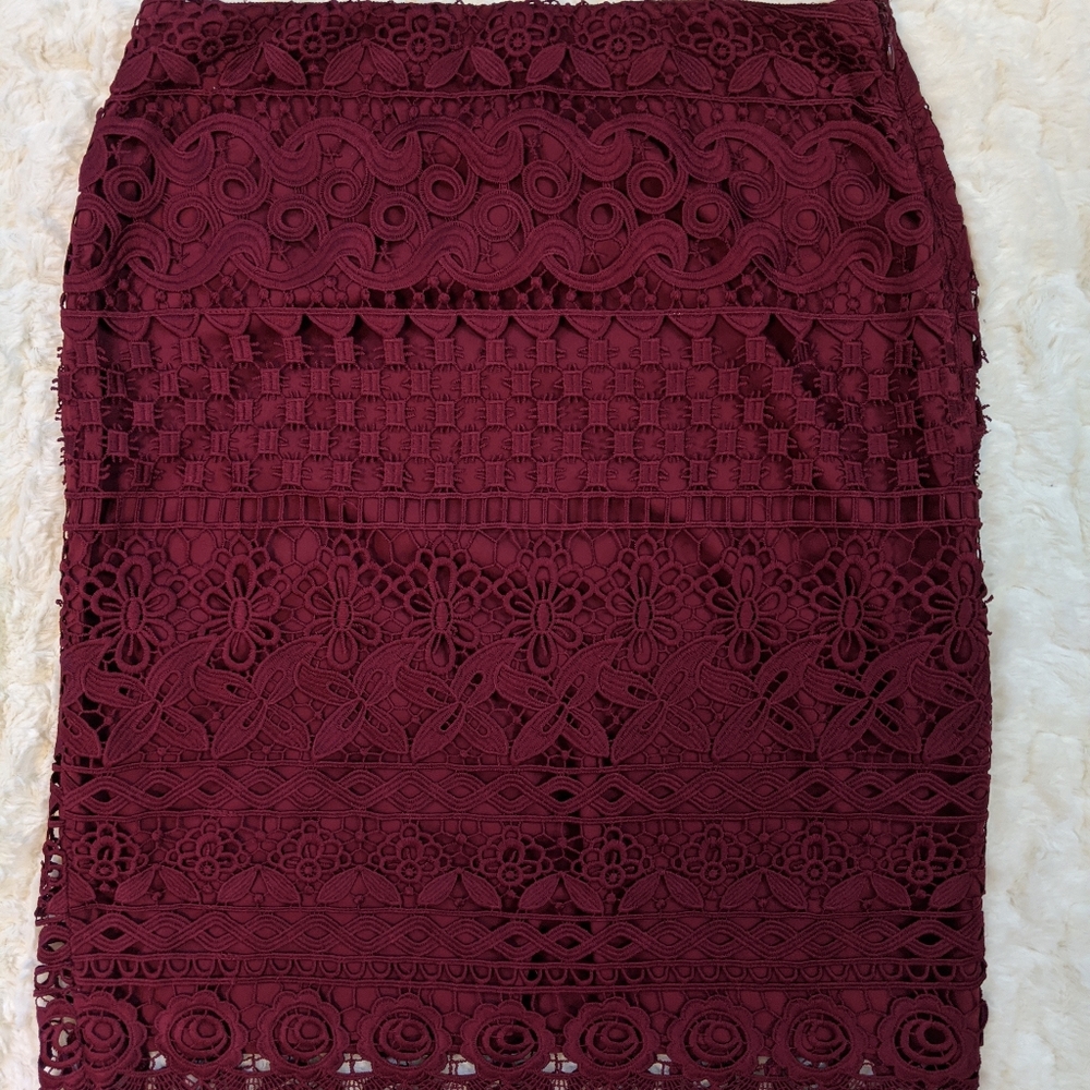 Loft Lace Wine Skirt